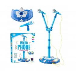 Dvigubas vaikiškas mikrofonas su stovu - karaokė, Mėlynas
